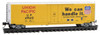 Micro-Trains 50' Plug-Door Boxcar No Roofwalk - Ready to Run -- Union Pacific #499410 (yellow, silver, black, red, We can handle it. Slogan) - 489-3800570