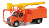 Walthers SceneMaster International(R) 4300 2-Axle Truck with Tree Trimmer Body - Assembled -- Orange Cab and Body, Yellow Boom - 949-11744