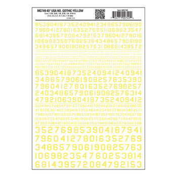 Woodland Scenics Dry Transfer Numbers Only - 45 Degree USA Gothic (Military Style) -- Yellow - WOOMG749