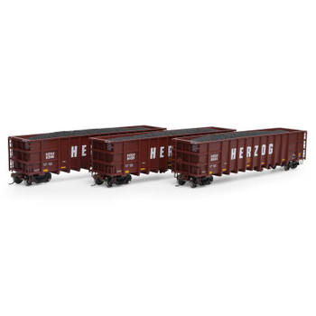 Athearn HO RTR Thrall High Side Gondola/Load,HZX/Brn #3(3) - ATH7478