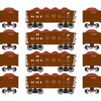 Athearn HO RTR 26' Ore Car Low Side w/Load,CR #3 (4) - ATH97954