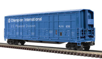 Atlas O Thrall 55' All-Door Boxcar - 3-Rail - Ready to Run - Premier(R) -- Champion International-US Plywood (blue, white) #1234 - ATO30099772
