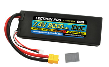 Lectron Pro LECTRON PRO 7.4V 8000MAH 100C LIPO W/TRX ADAPTER - 2S8000-100X
