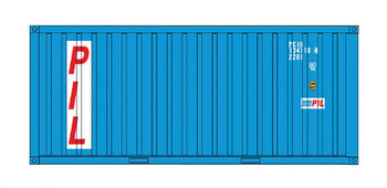 Intermounain Railway 20' Corrugated Container w/Corrugated Doors - Assembled -- Pacific International Lines PCIU/PIL (blue, white, red) - IMR30063