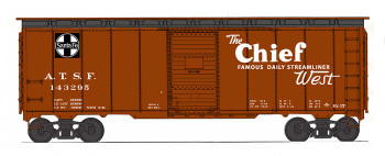 Intermounain Railway 10'6" Modified 1937 AAR 40' Boxcar - Ready to Run -- Atchison, Topeka & Santa Fe (Boxcar Red, Black, "Chief" Slogan) - IMR65835