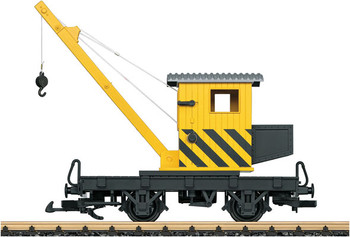 LGB 2-Axle Crane - Ready to Run -- Painted, Unlettered (black, yellow) - 426-40043