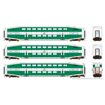 Rapido Trains HO BiLevel Commuter Car - TriRail: Set #2 - RPI146016