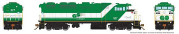 Rapido Trains GMD F59PH - LokSound and DCC -- GO Transit 527 (green, white, Special Logo) - RPI19509