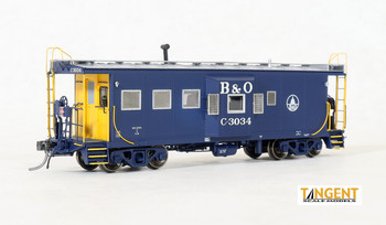 Tangent Scale Models Baltimore & Ohio (B&O) "Original Blue 1965 w/ Screens ICC B&O I-18 Steel Bay Window Caboose #C-3027 - TAN60021-03