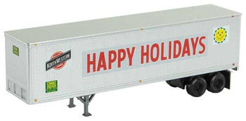 Micro-Trains 40' Semi Trailer - Assembled -- Chicago & North Western #202421 (white, red, Happy Holidays Lettering) - 489-45000170