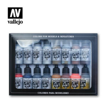 Vallejo 17ml Bottle Metallics Model Air Paint Set (16 Colors) - VJ71181