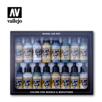 Vallejo 17ml Bottle WWII British Aircraft Model Air Paint Set (16 Colors) - VJ71189