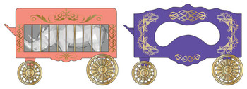 Micro-Trains Circus Wagon Cage & Mirror Wagon Set - Assembled -- Set #2 (salmon cage, purple mirror) - 489-47000310