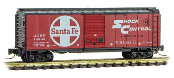 Micro-Trains 40' Single-Door Boxcar - Ready to Run -- Santa Fe 16949 (Class Bx-78, red, black, white, Large Logo, Shock Control) - 489-50000047