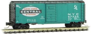 Micro-Trains Z 40' Single-Door Boxcar - Ready to Run -- New York Central 87228 (Jade Green, black, white, red, Large Logo) - 489-50000056