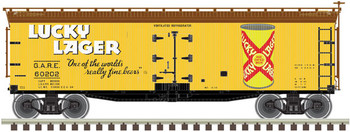 Atlas ATL50005624 40' Wood Reefer - Ready to Run -- Lucky Lager 60202 (yellow, brown, red, white) - ATL50005624
