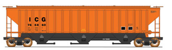 Intermounain Railway IMR453121 PS2CD 4750 Cubic Foot 3-Bay Covered Hopper - Ready to Run -- Illinois Central Gulf (orange, black, Reporting Marks Only) - IMR453121