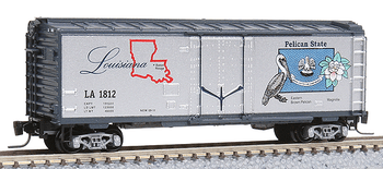 Micro-Trains 50-State Car Series - 40' Plug-Door Boxcar -- Louisiana #1812 (#32 in Series; silver, blue) - 489-50200532