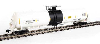 WalthersProto 55' Trinity Modified 30,145-Gallon Tank Car - Ready to Run -- Trinity Industries Leasing #351196 (white, black; Yellow Conspicuity Marks) - 920-100757