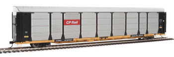 WalthersProto 89' Thrall Bi-Level Auto Carrier - Ready To Run -- Canadian Pacific Rack, TTGX Flatcar #978007 (black, silver; yellow Flat) - 920-101330