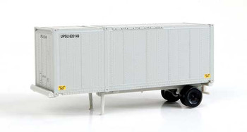 Walthers SceneMaster 28' Container with Chassis 2-Pack - Assembled -- United Parcel Service UPSZ (gray) - 949-8600