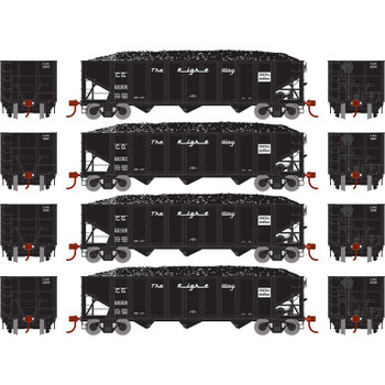 Athearn ATH15160 HO RTR 40' 3-Bay Ribbed Hopper w/Load, CG (4) - ATH15160