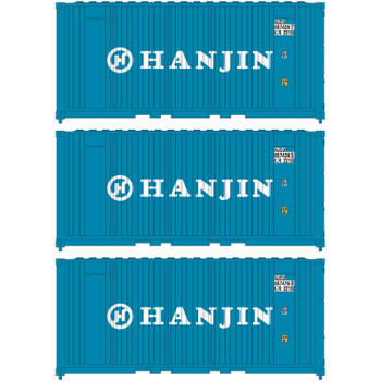 Athearn N 20' Corrugated Container, Hanjin (3) - ATH17700