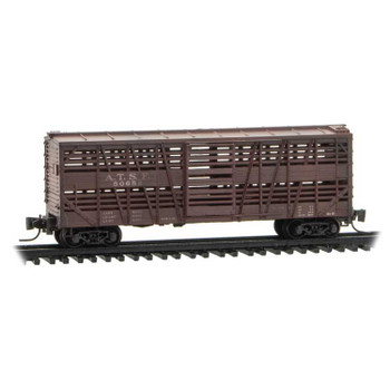 Micro-Trains 40' Despatch Stock Car - Ready to Run -- Santa Fe 50652 (Weathered, Boxcar Red) - 489-52044050