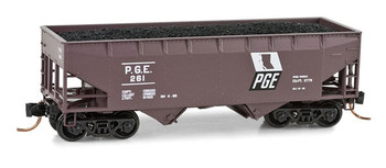 Micro-Trains ACF 39' 2-Bay Center-Flow Covered Hopper w/Round Hatches - Ready to Run -- Pacific Great Eastern #261 (Boxcar Red, black, white, Province Logo) - 489-5500440