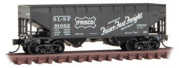 Micro-Trains 33' 2-Bay Offset-Side Hopper - Ready to Run -- St. Louis-San Francisco 91062 (black, Frisco Fast Freight Slogan) - 489-5500610