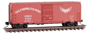 Micro-Trains 40' Single-Door Boxcar No Roofwalk - Ready to Run -- Gulf, Mobile & Ohio 53002 (red, white, Wing Logo) - 489-7300540