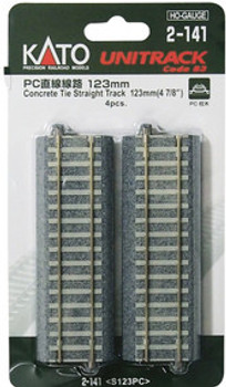 Kato Straight Track w/Concrete Ties - Unitrack -- 4-7/8"  123mm pkg(4)