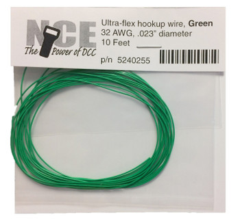 NCE - North Coast Engineering Ultraflex Hook-Up 32AWG .023 Diameter Wire -- Green 10' 3.05m - 524-255