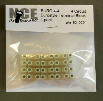 NCE - North Coast Engineering 4-Circuit Eurostyle Terminal Strips -- For 14-24 AWG Wire pkg(4) - 524-294