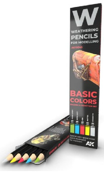 AK Interactive Weathering Pencils: Basic Colors Shading & Demotion Set (5 Colors) - AKI10045