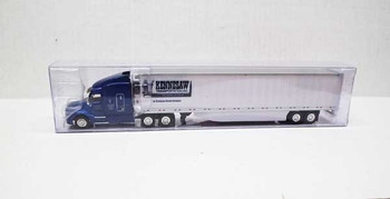 Trucks & Stuff Peterbilt 579 Sleeper Cab Tractor with 53' Reefer Trailer - Assembled -- Kennesaw Transport (blue, white, black) - 734-TNS044