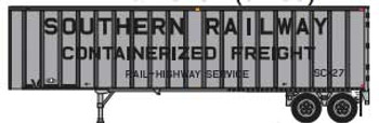 Trainworx Flexi-Van 40' Exterior-Post Semi Trailer - Assembled -- Southern Railway 6 (silver, black, Billboard Containerized Freight) - 744-4043506