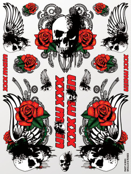 XXX Main Racing Skulls & Roses Sticker Sheet - XXXS033