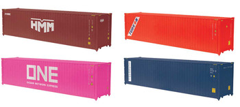 Atlas O 40' High-Cube Container 8-Pack - Assembled -- 2 Rach of 4 Roadnames: HMM, Turkon, ONE, Seaboard Marine - ATO3001184