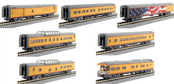 Kato Union Pacific Excursion Train 7-Car Set - Ready to Run -- Union Pacific (Armour Yellow, gray red) - KAT106086