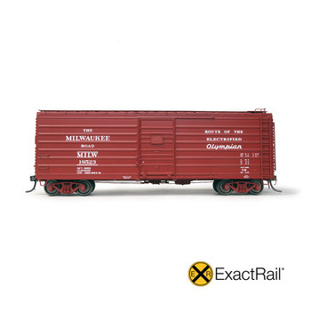 ExactRail Platinum HO Scale Homebuilt 3898 Ribside Boxcar, Milwaukee Road/Electrified Olympian/12-39, As Delivered / 18581 / - EP82003-4