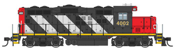 Walthers Mainline HO EMD GP9 Phase II with Chopped Nose - Standard DC -- Canadian National #4002 (red, black, white stripes)