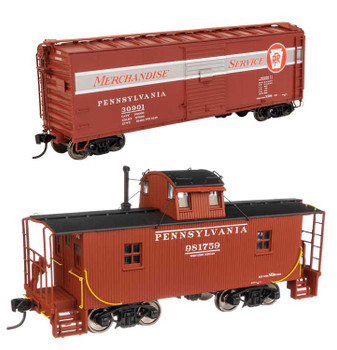 WalthersProto Pennsylvania Railroad Merchandise Service Freight Train -- Pennsylvania Railroad Set #2; 12 40' Rebuilt X29b Boxcars, N6b Caboose