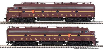 WalthersProto EMD E8 A-A with LokSound 5 Sound & DCC -- Pennsylvania Railroad Class EP-22 #5714A, 5792A (Tuscan five-stripe)