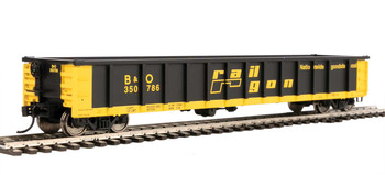 Walthers Mainline 53' Railgon Gondola - Ready To Run -- Baltimore & Ohio #350786 (patch; black, yellow) - 910-6264