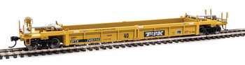 Walthers Mainline Thrall Rebuilt 40' Well Car - Ready to Run -- Trailer-Train DTTX #745114 (yellow, black; Black & White Logo, White Stripes) - 910-8400