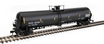 WalthersProto 55' Trinity Modified 30,145-Gallon Tank Car - Ready to Run -- First Union Wells Fargo Rail Corp PFCX #201301 (black, white, yellow conspicui - 920-100742