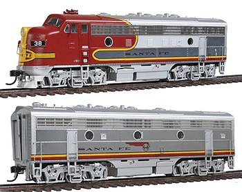 WalthersProto PROTO 2000(R) Diesel EMD F7A-B Set - Standard DC -- Santa Fe 37-Class #38L & 38A (Passenger Warbonnet w/Plated Finish) - 920-47687