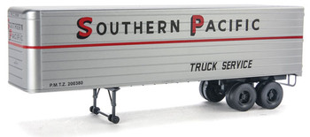 Walthers SceneMaster 35' Fluted-Side Trailer 2-Pack - Assembled -- Southern Pacific(TM)(silver, red, black) - 949-2412