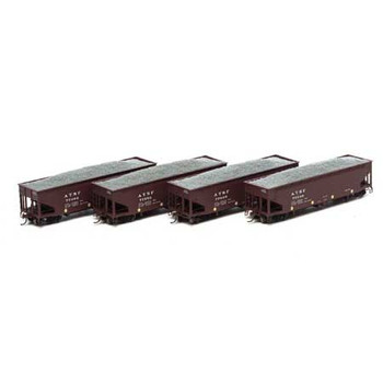 Athearn HO RTR 40' Offset Ballast Hopper w/Load, SF #2 (4) - ATH14517